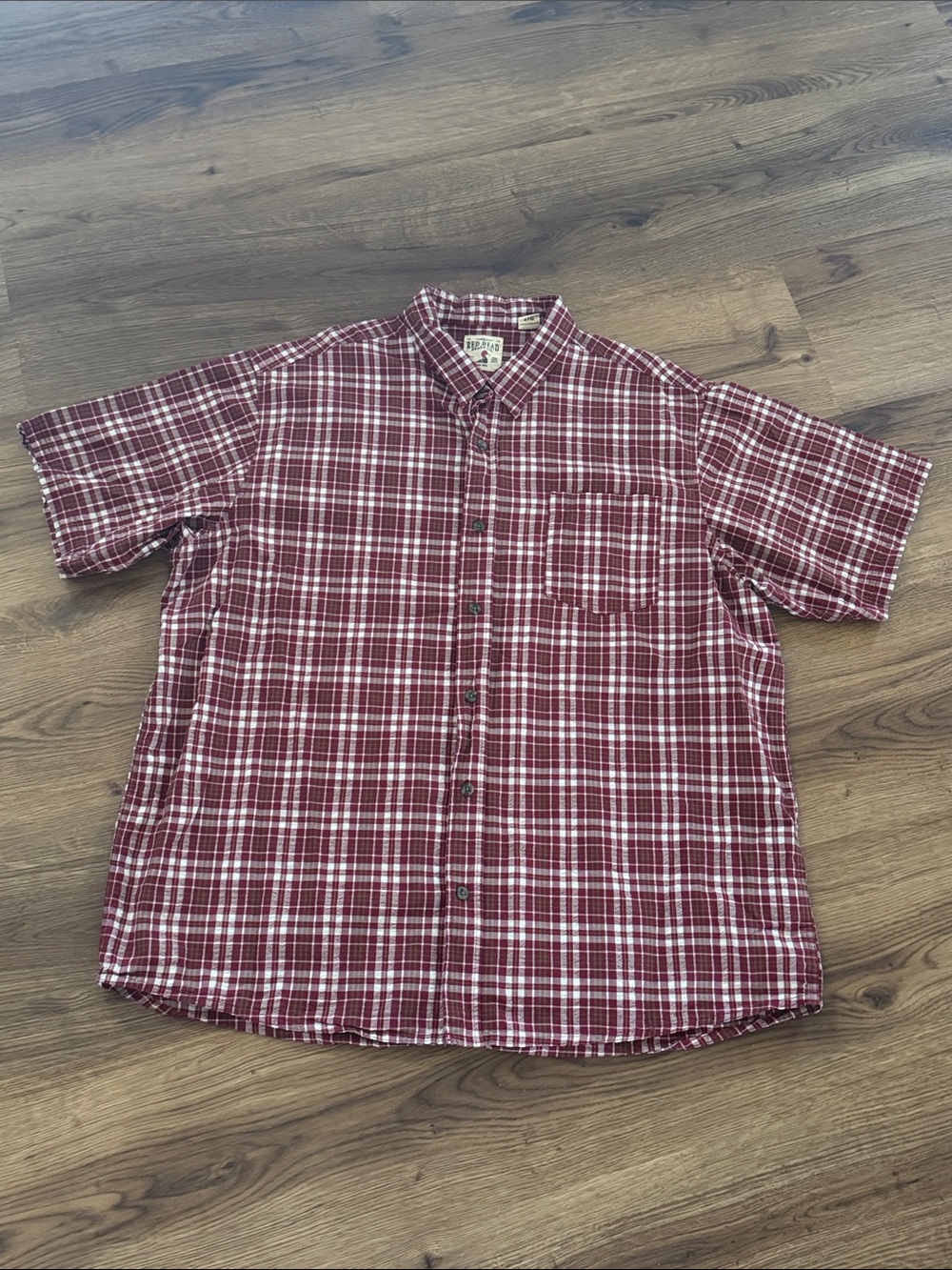 Short-Sleeve Red Plaid Button-Down Shirt 2XL Redhead Co.